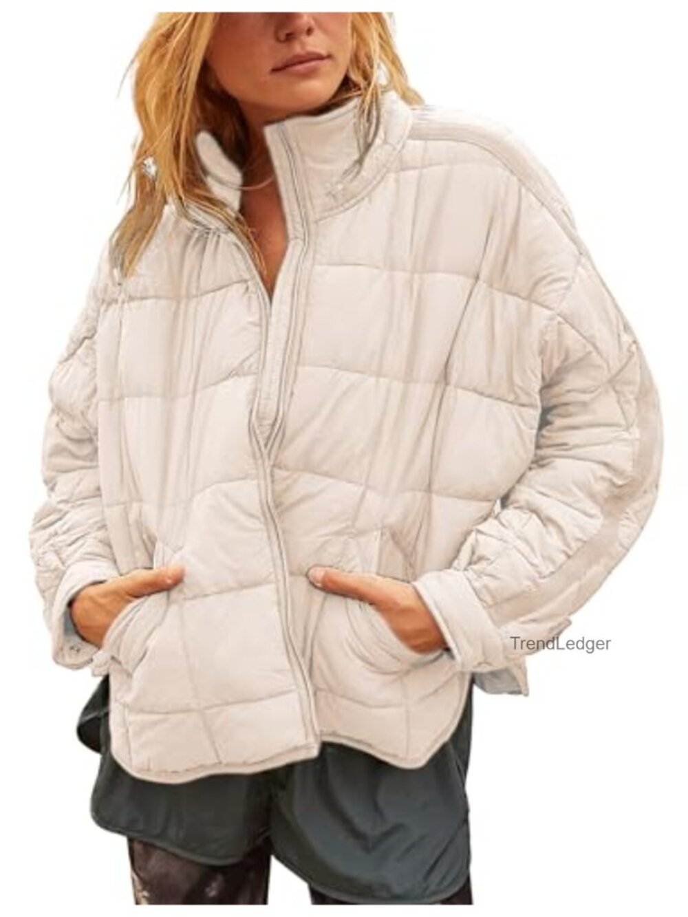 Women Quilted Lightweight Puffer Jacket Zip Up Padded Coat